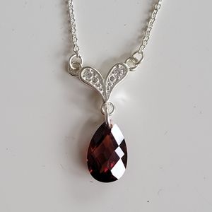 Avon | Sterling Silver Birthstone Drop Necklace January - Garnet